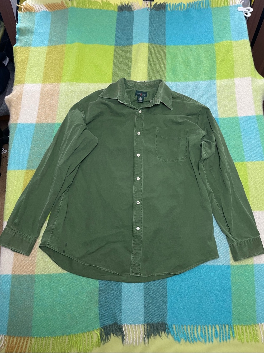 Vintage J.crew Oarsman military green over shirt distressed